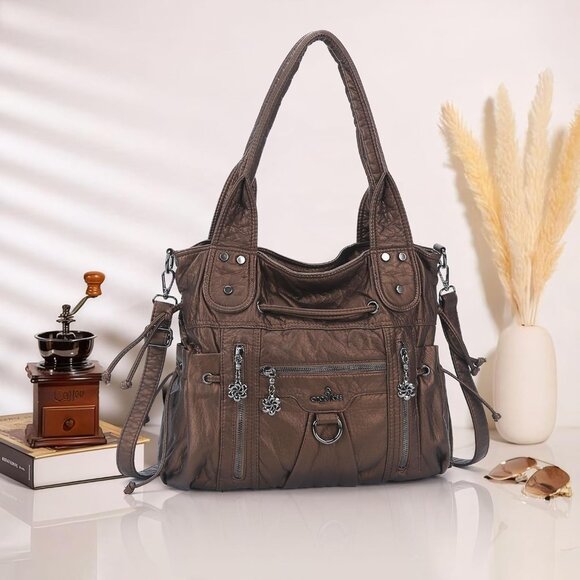 Women Hobo Bag Vegan Leather Large Tote Crossbody Purse for Daily Use - Picture 8 of 8